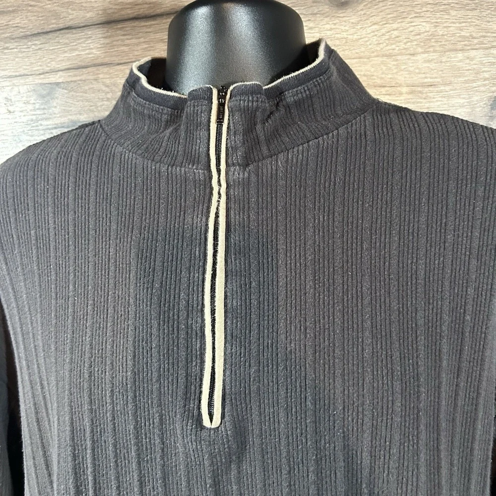 Vintage Jantzen Sweater‎ Mens XL Black 1/4 Zip